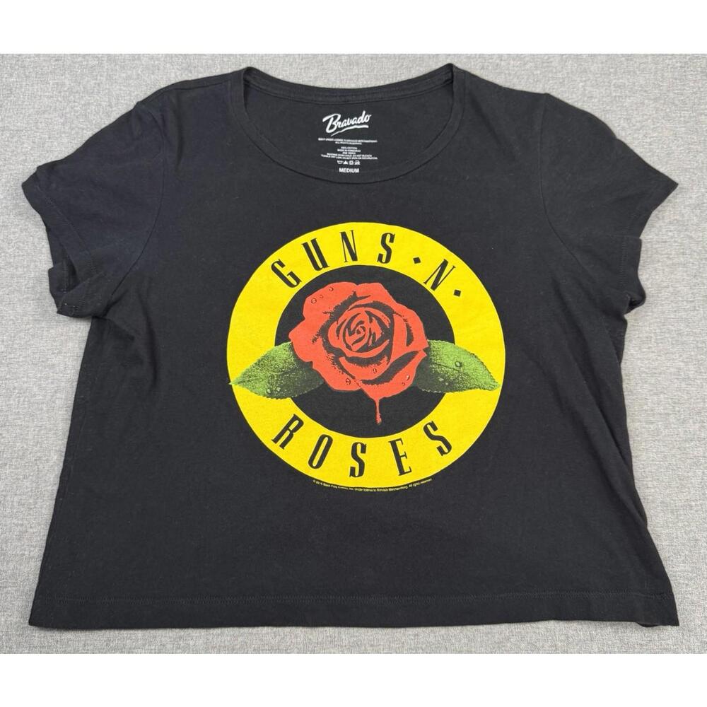 Guns N Roses Womens Cropped Tank Top Black Bravado Band Tee Size M
